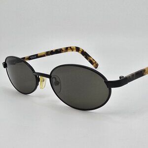 Talbots Matte Black Honey Tortoise Frame Grey Lens Oval Sunglasses 50-14-125